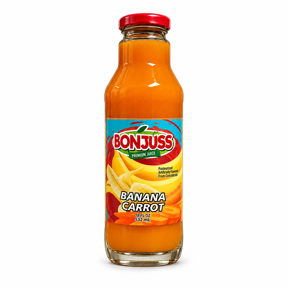 Bonjuss - Banana Carrot Juice, 18 oz, 12 ct/Case (CBONJ004) white background be61b35d0d1ead73